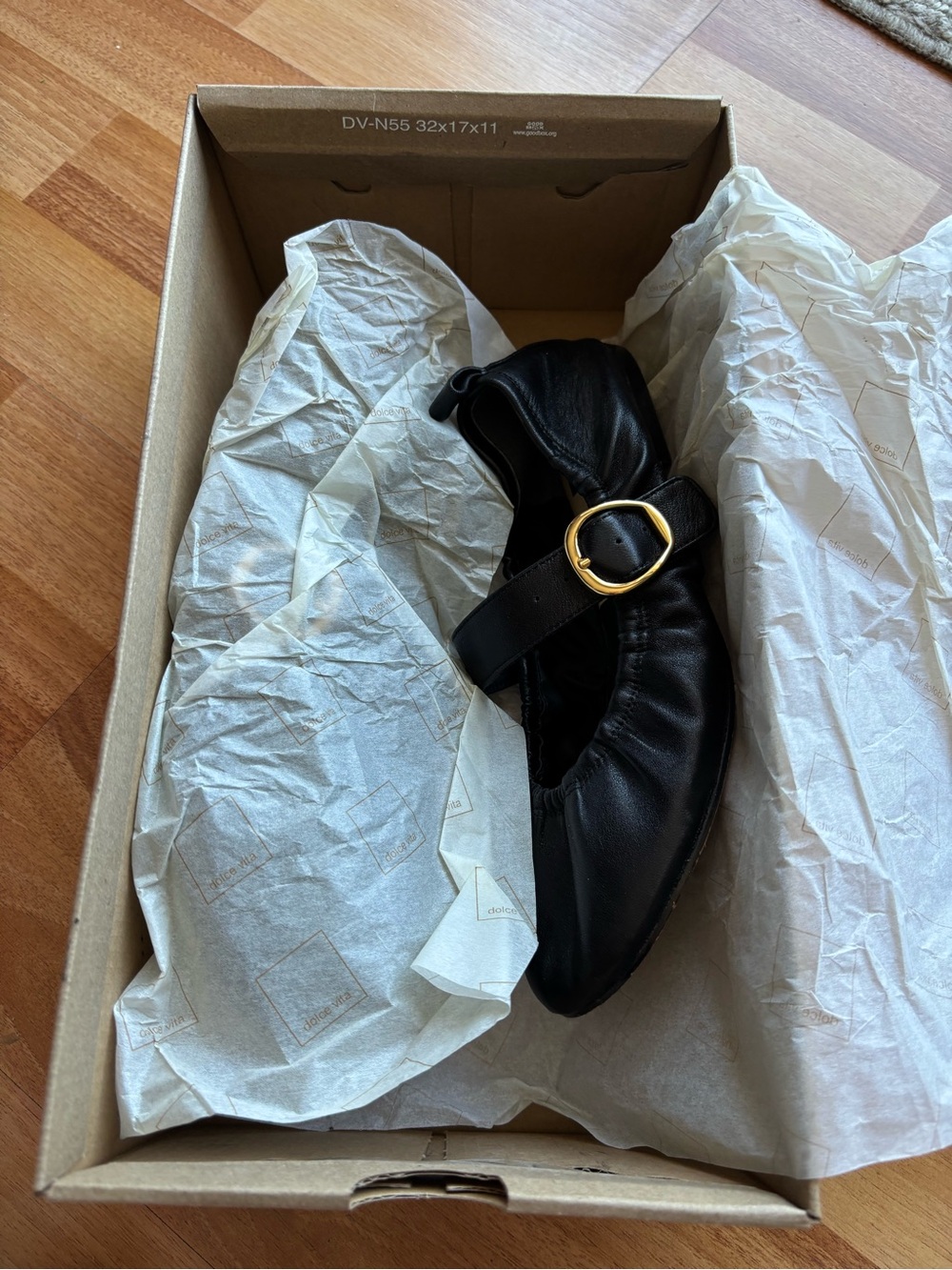 Dolce Vita Caely Black Mary Jane Ballet Flats with Gold Buckle - Picture 10 of 14